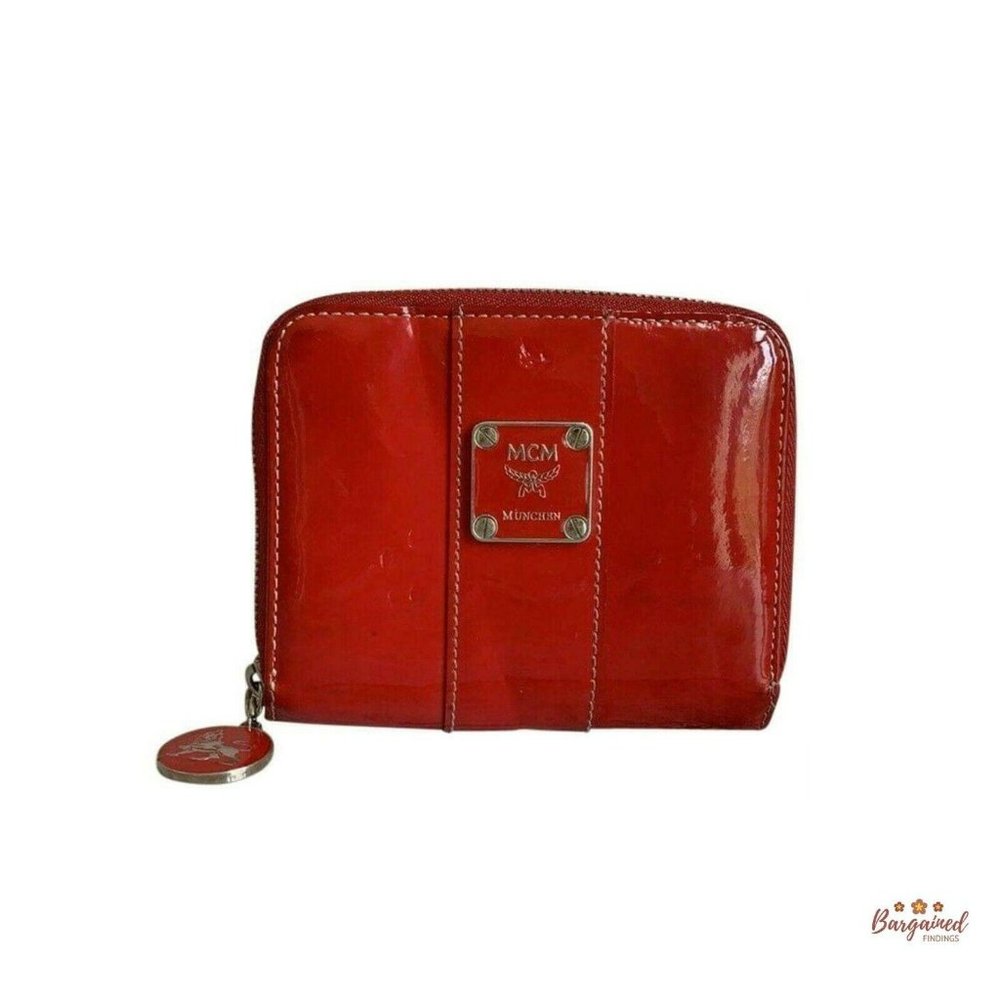 Authentic MCM Patent Bifold Wallet W/ Charm